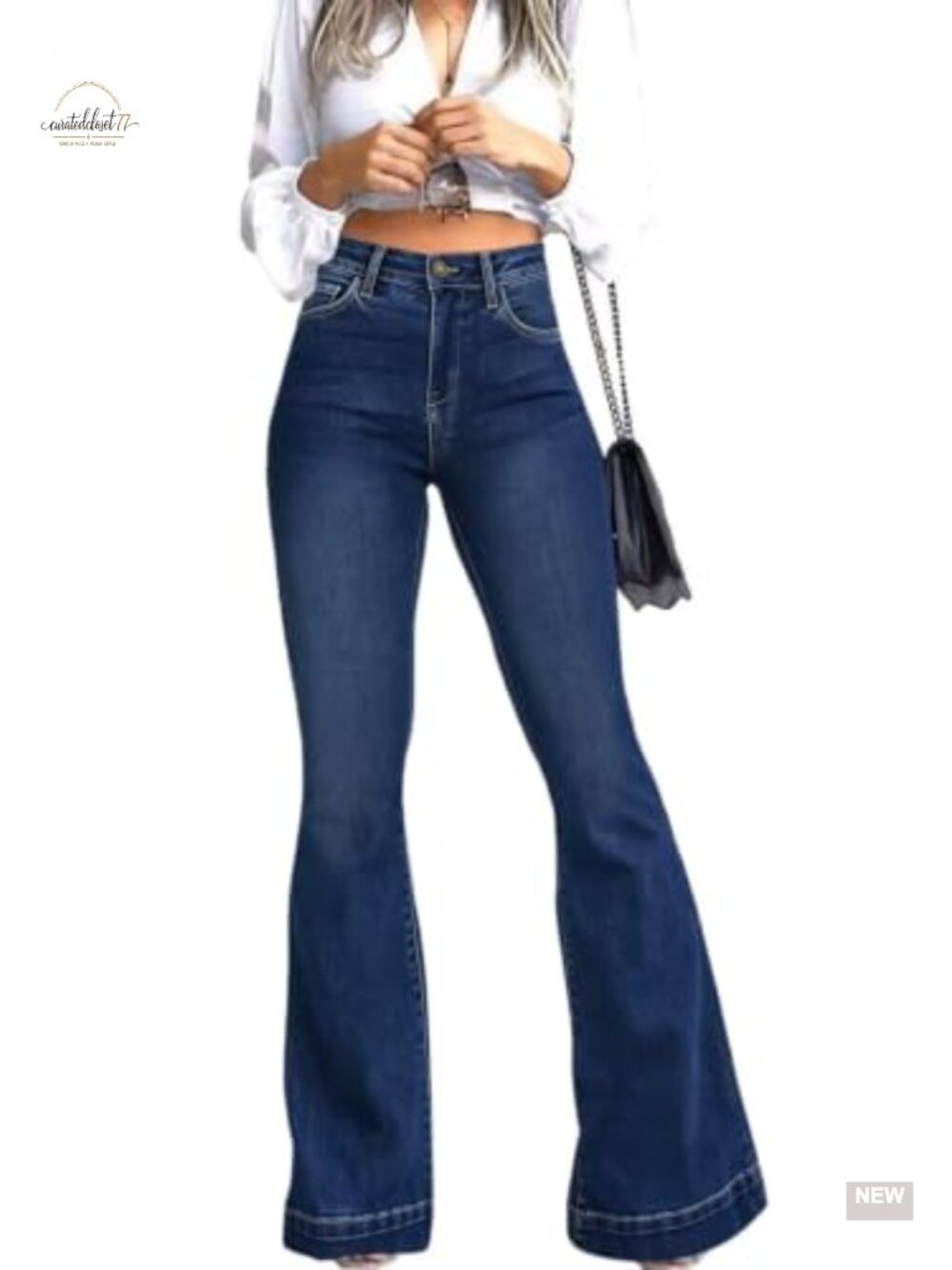 High Waisted Flare Jeans Wide Leg Bell Bottom Stretch Denim Pants